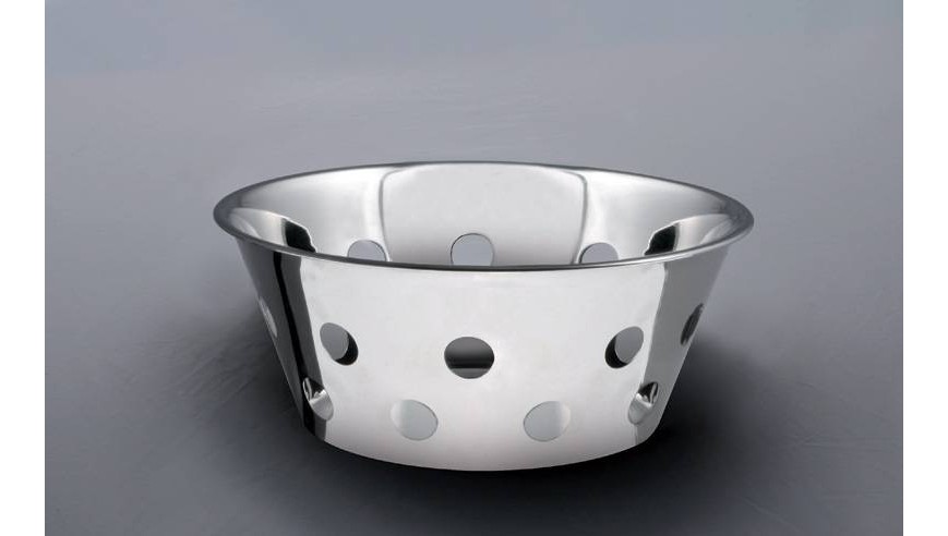 Brotkorb-Salvinelli Obstschale Edelstahl Früchtekorb 20 cm silbern glänzend