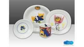 Kindergeschirr-Set mit Tiermotiv Porzellan 