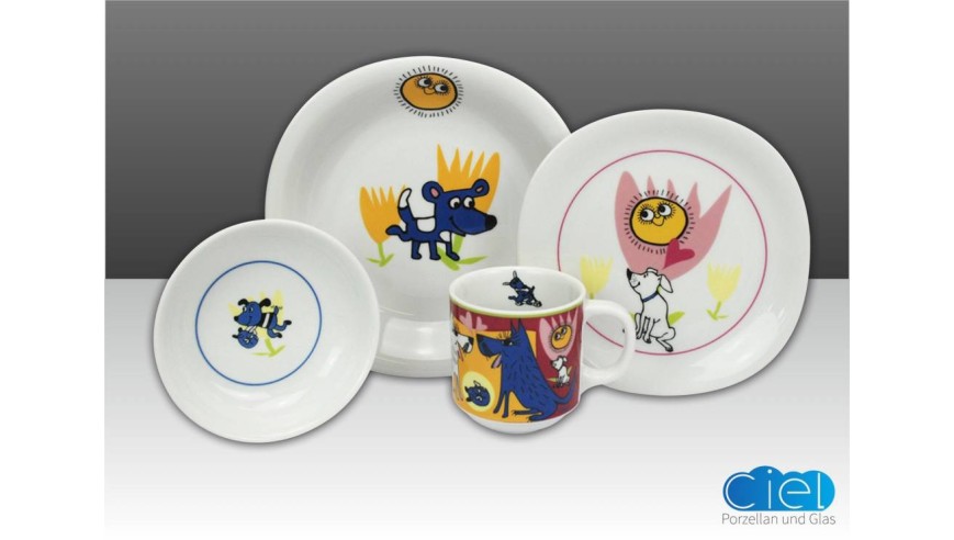 Kindergeschirr-Set mit Tiermotiv Porzellan 